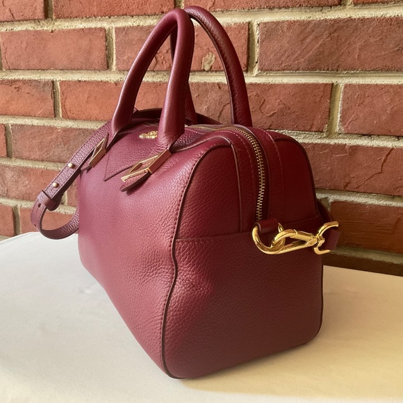 Versace Collection Barrel  Burgundy Leather Satchel Shoulder Bag NWOT - Picture 10 of 16